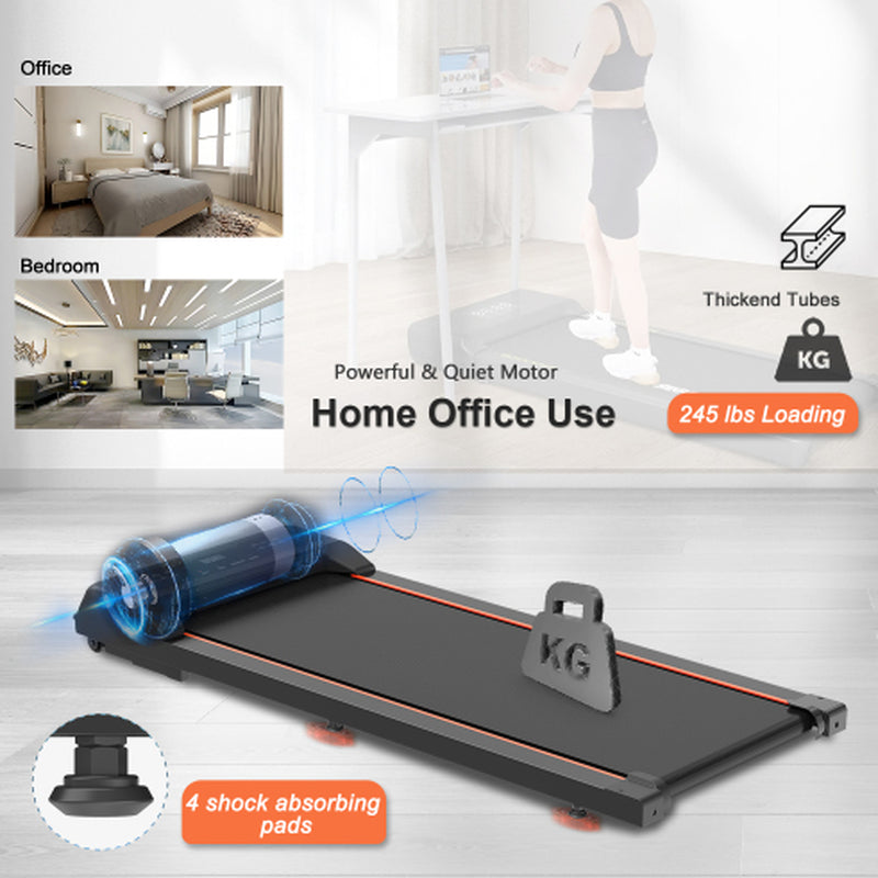 Walking Pad under Desk Treadmill, LED Display and Remote Control Portable Treadmill for Home and Office, 2.5HP 265LBS