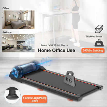 Walking Pad under Desk Treadmill, LED Display and Remote Control Portable Treadmill for Home and Office, 2.5HP 265LBS